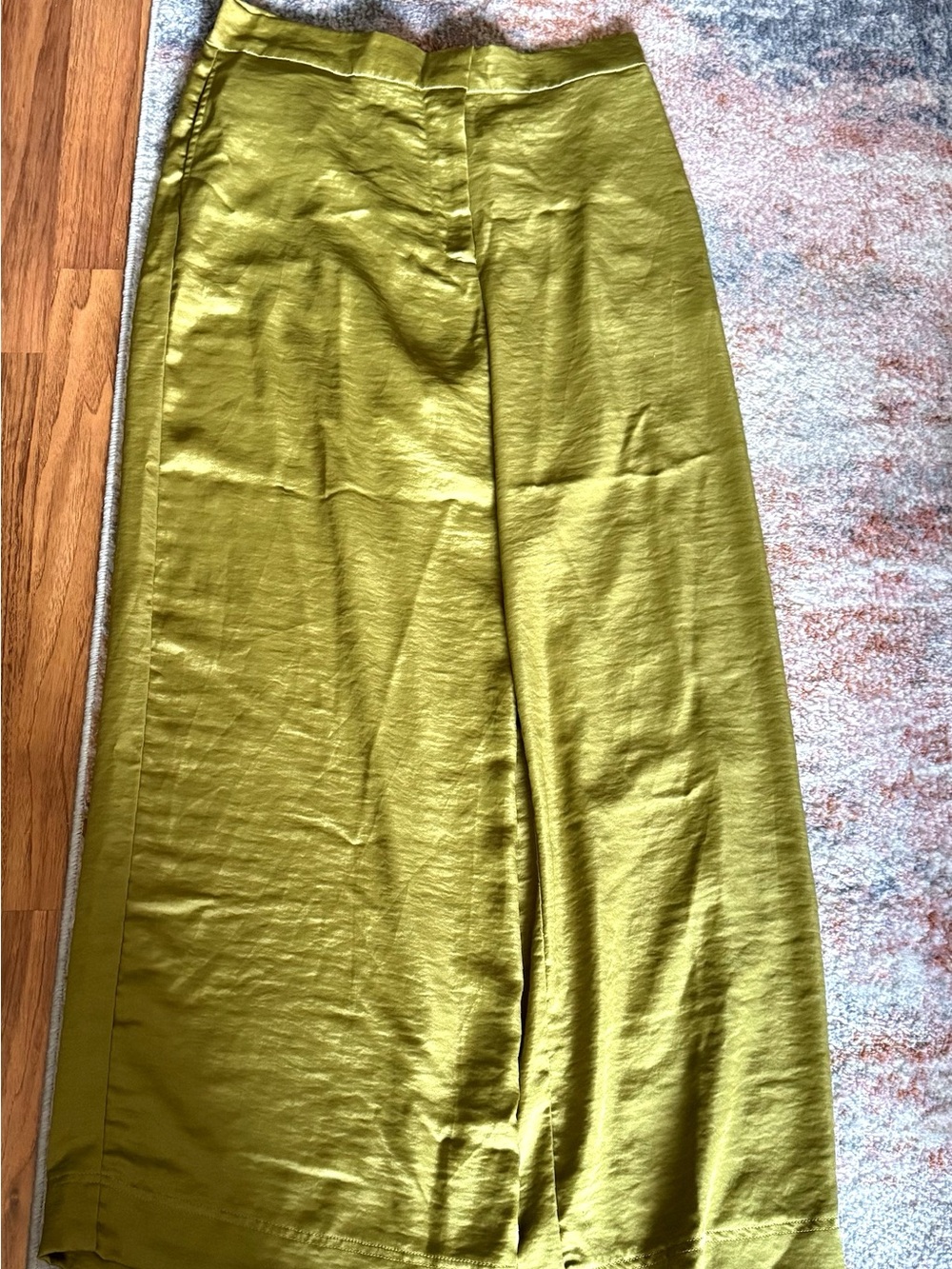 House of Harlow 1960 Chartreuse Satin Wide-Leg Pants – Sz XL